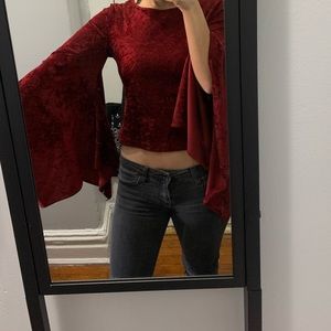 Red velvet extreme bell sleeve top
